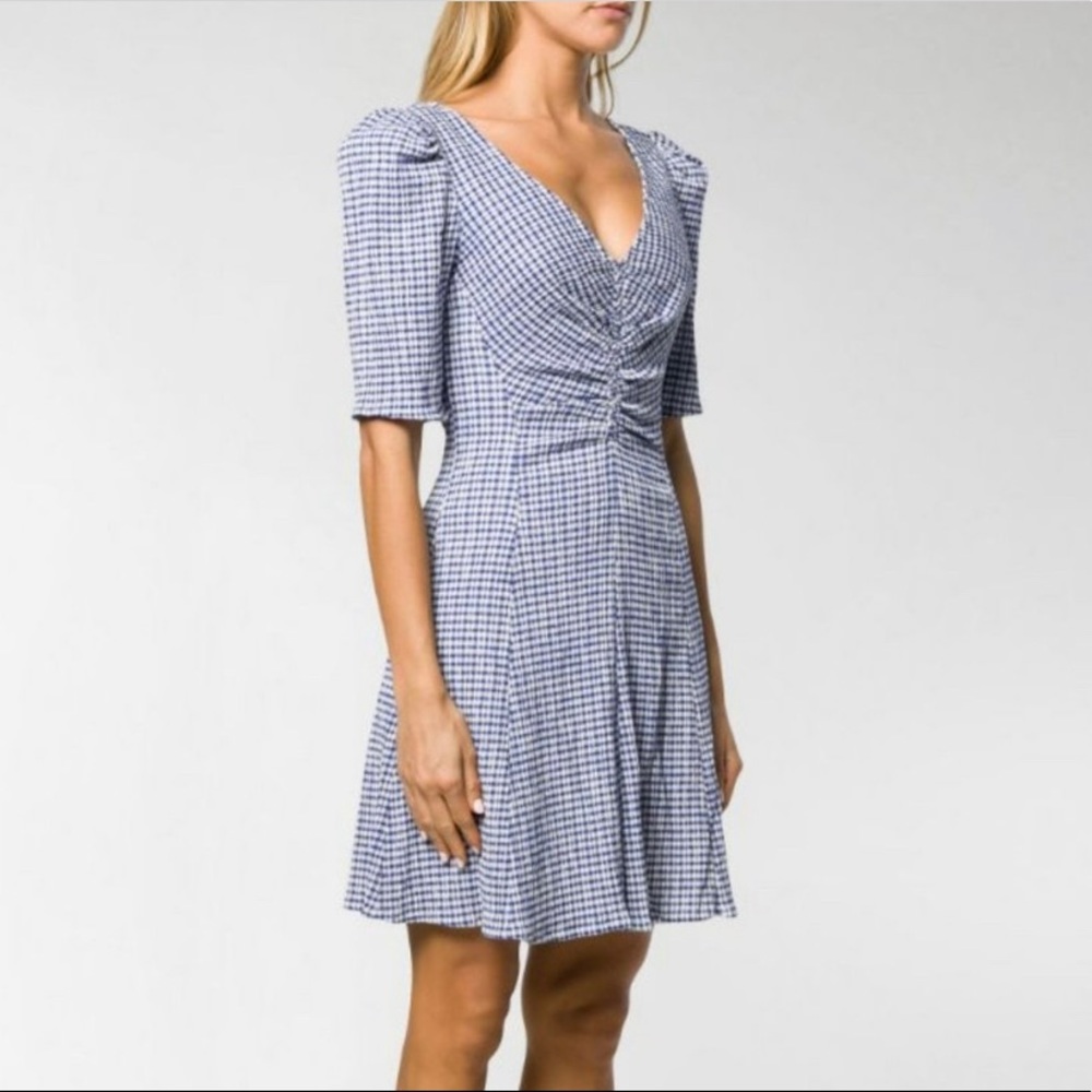 STAUD Frites Dress in Blueberry Gingham